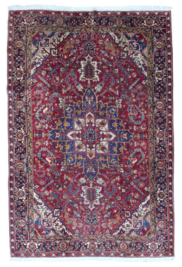 Persian Rug Hand Knotted Oriental Rug Semi-Antique Persian Heriz Oriental Rug 7'11x11'3