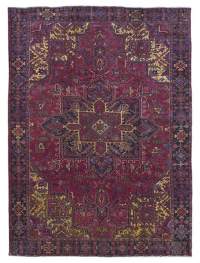 Persian Rug Hand Knotted Oriental Rug Semi-Antique Persian Heriz Oriental Rug 8'7X11'6