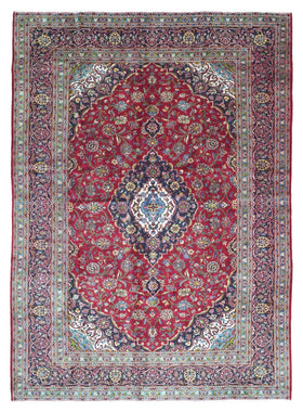 Persian Rug Hand Knotted Oriental Rug Semi-Antique Persian Kashan Rug 8'2 x11'2