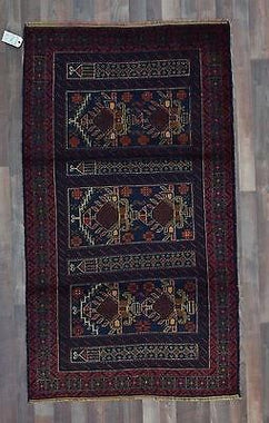 Persian Rug Hand Knotted Oriental Rug Semi-Antique Rug Persian Baluch 3'7X6'5