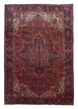 Persian Rug Hand Knotted Oriental Rug Semi-Antique Very Fine Persian Heriz Rug 8'2x11'4